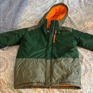 Stylish Kids Green and Orange Puffer Jacket
